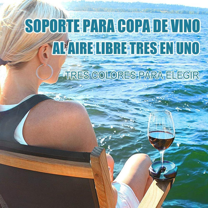 Soporte para copa de vino al aire libre tres en uno