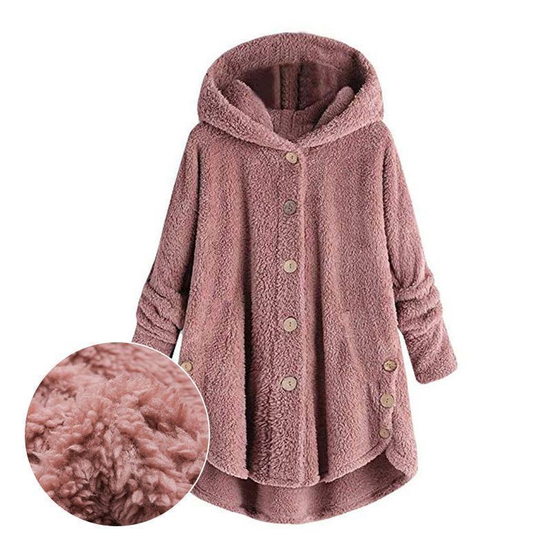 Sudadera con capucha cálida de ocio para mujer con 2 bolsillos