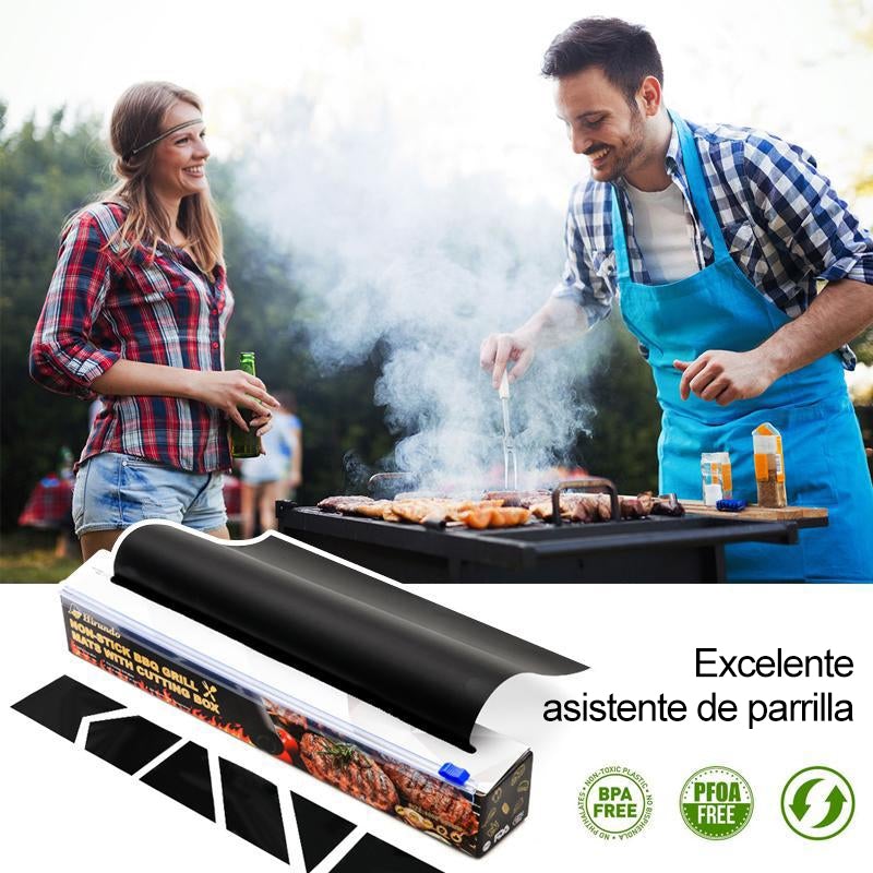 Estera de barbacoa antiadherente con caja de corte