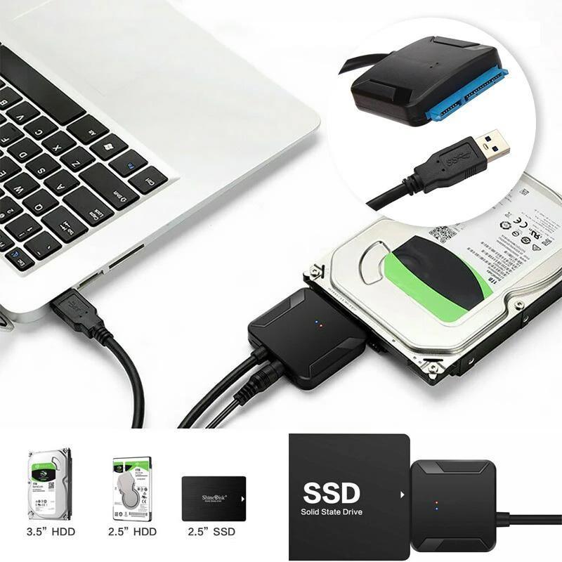 Adaptador de USB 3.0/2.0 a SATA III con UASP, Cable SATA USB para 3,5" 2,5" HDD SDD