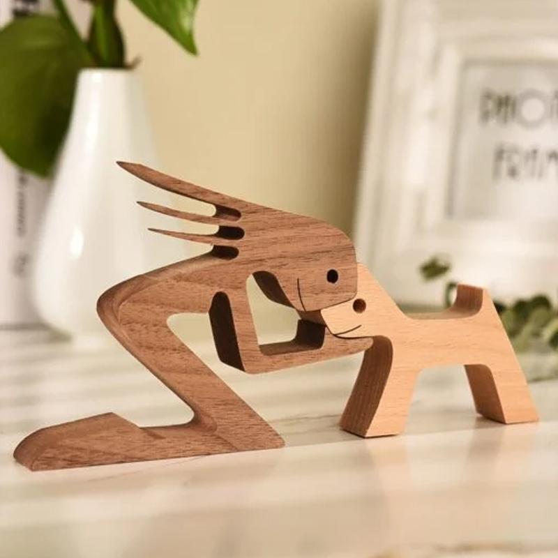 Ajuste de la tabla de la escultura de madera del amante de los animales