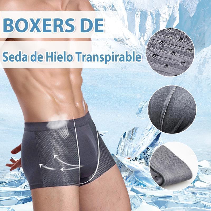 Bóxer Calzoncillo de Seda de Hielo Transpirable para Hombres