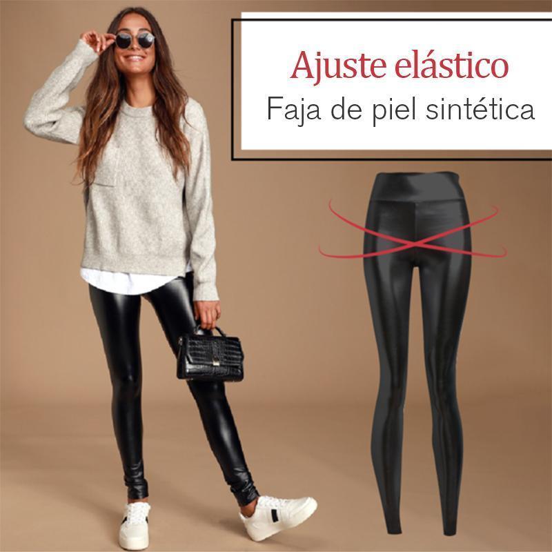 Legging de imitación de piel sintética elástica