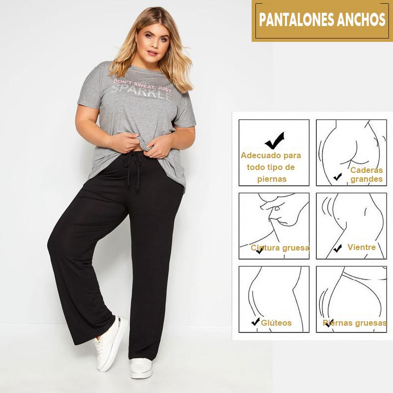 Pantalones de pierna ancha de seda para mujer