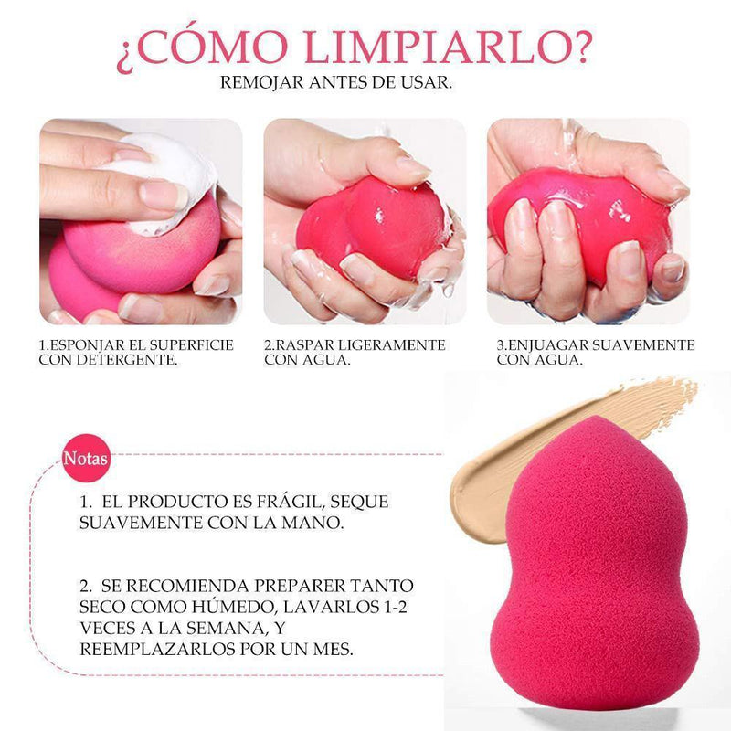 Esponja de maquillaje con varios colores, 2 piezas