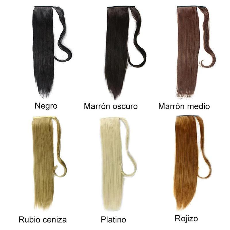 Extensión de cabello con cola de caballo recta larga con clip