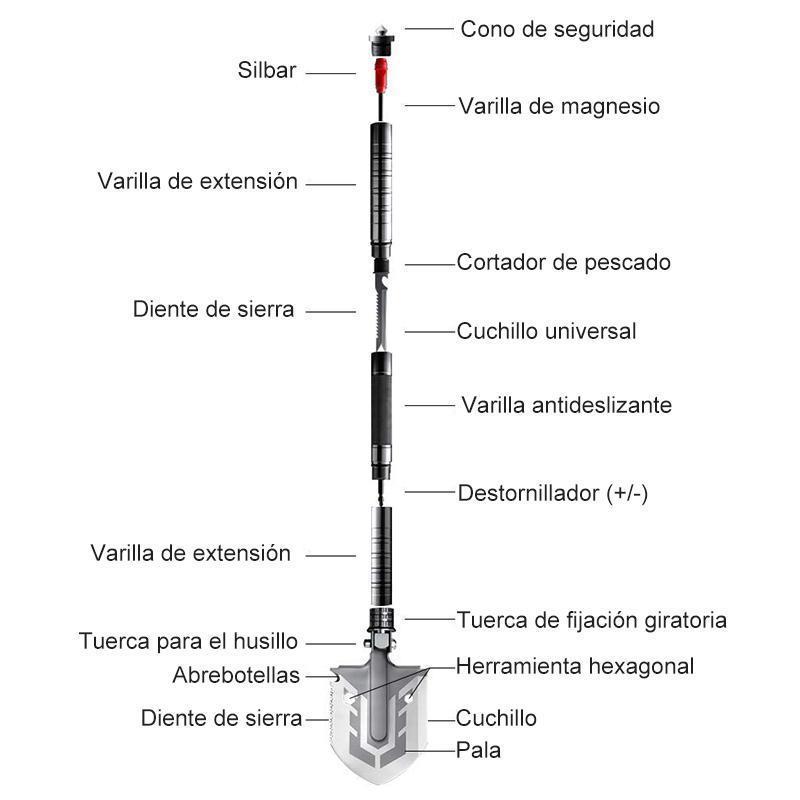 Pala plegable militar portátil