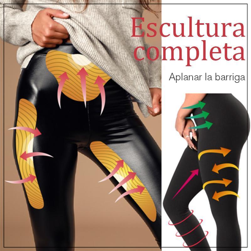 Legging de imitación de piel sintética elástica