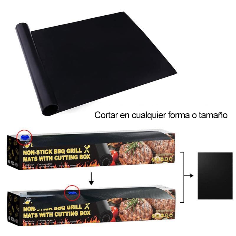 Estera de barbacoa antiadherente con caja de corte