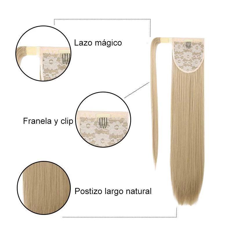 Extensión de cabello con cola de caballo recta larga con clip