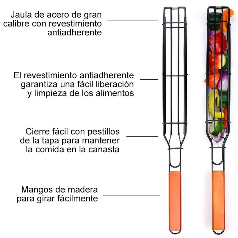 Cestas de parrilla reutilizables para brochetas