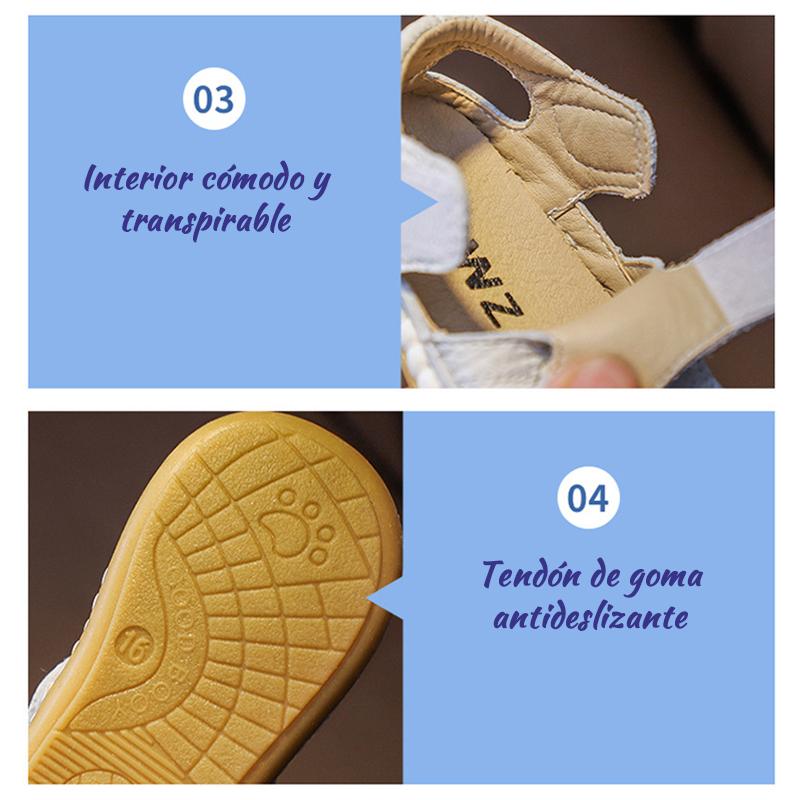 Sandalias de piel de vaca transpirable para niños (1-3 años)