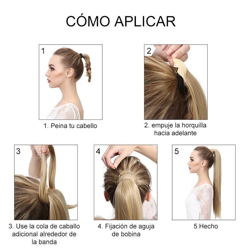 Extensión de cabello con cola de caballo recta larga con clip