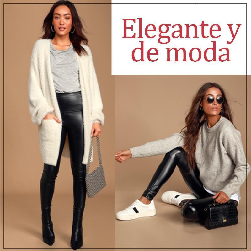 Legging de imitación de piel sintética elástica