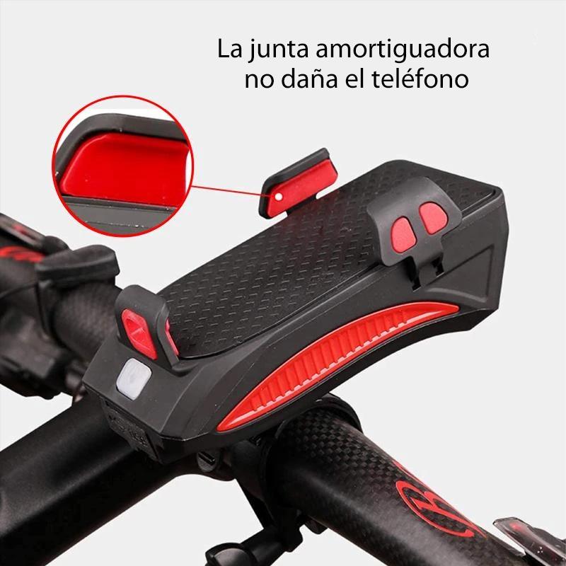 Soporte para teléfono móvil con luces de bicicleta