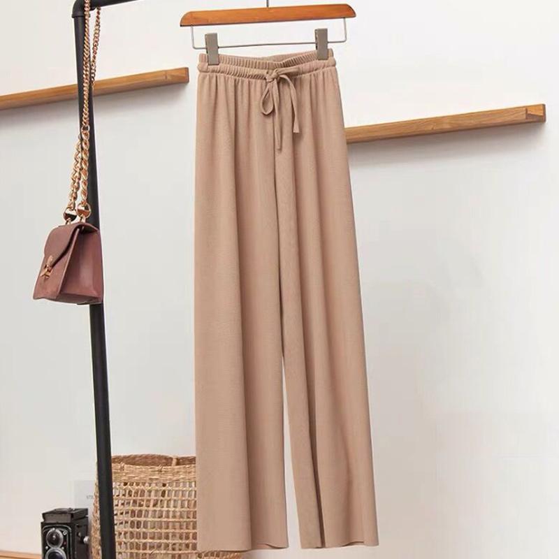 Pantalones de pierna ancha de seda para mujer