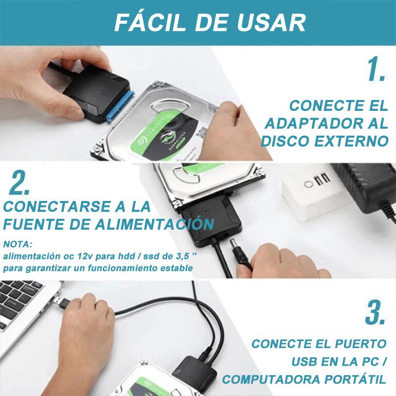 Adaptador de USB 3.0/2.0 a SATA III con UASP, Cable SATA USB para 3,5" 2,5" HDD SDD