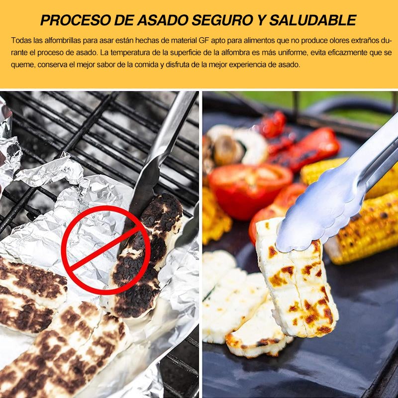 Estera de barbacoa antiadherente con caja de corte