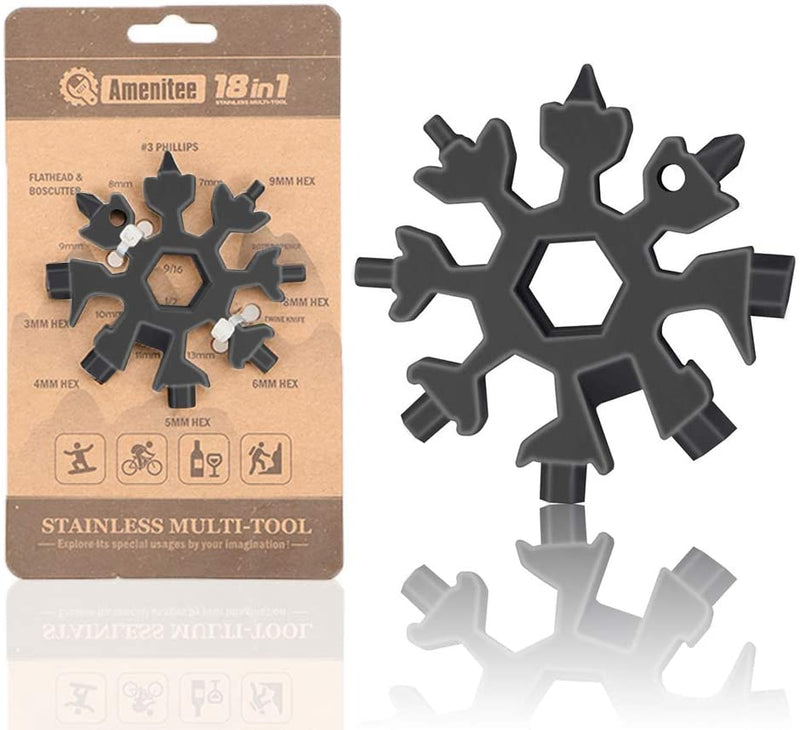 Multiherramienta y llavero de copos de nieve de acero inoxidable 18 en 1