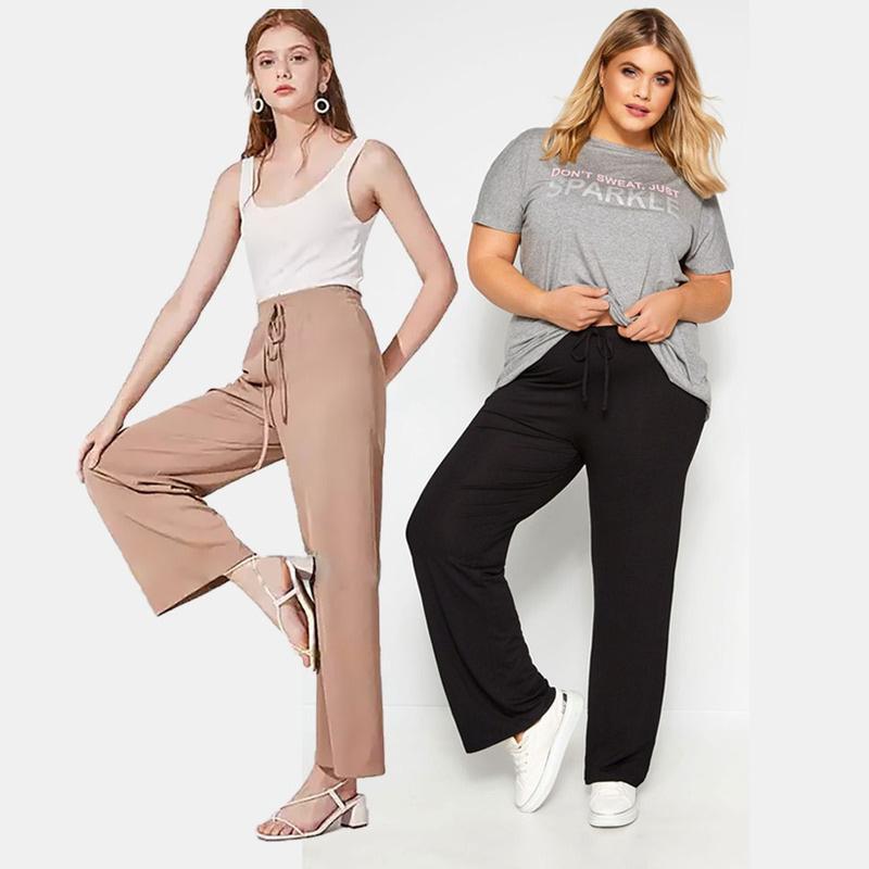 Pantalones de pierna ancha de seda para mujer