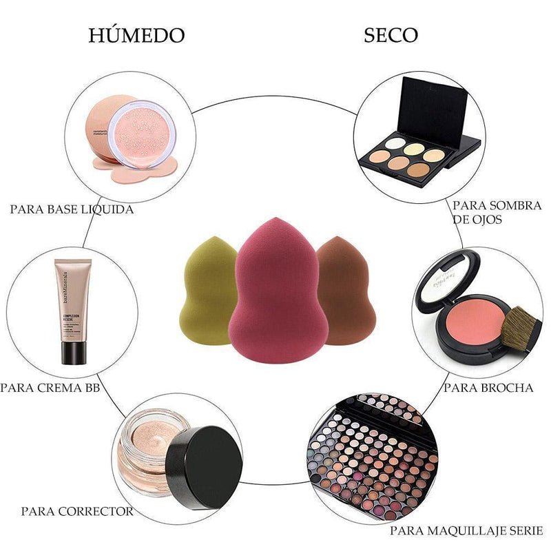 Esponja de maquillaje con varios colores, 2 piezas