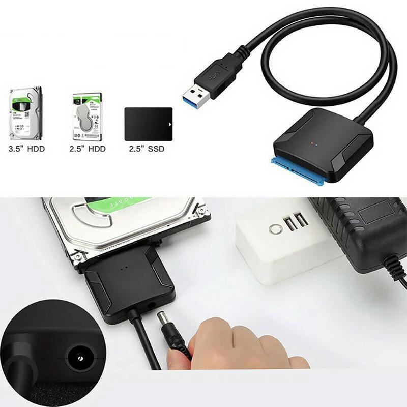 Adaptador de USB 3.0/2.0 a SATA III con UASP, Cable SATA USB para 3,5" 2,5" HDD SDD