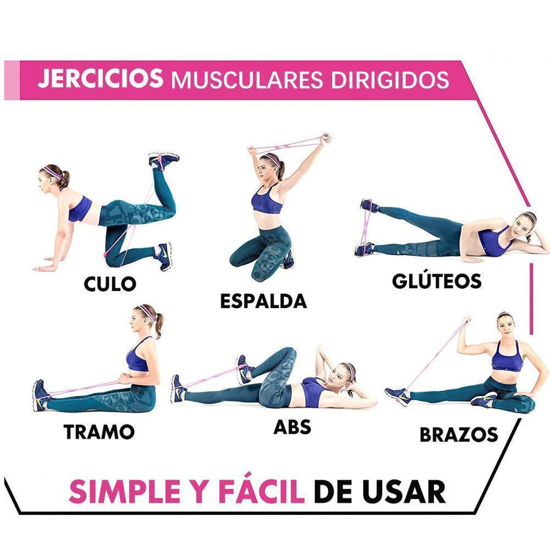 Cuerda elástica de silicona de ocho caracteres para Ejercitar músculo multisitio