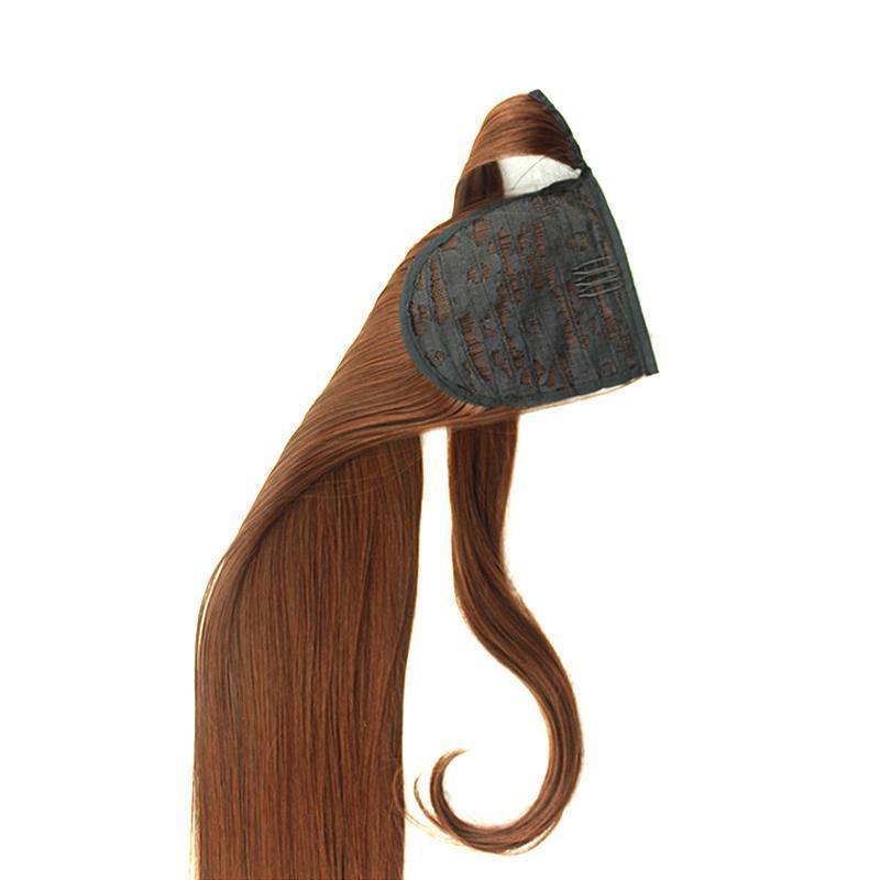 Extensión de cabello con cola de caballo recta larga con clip