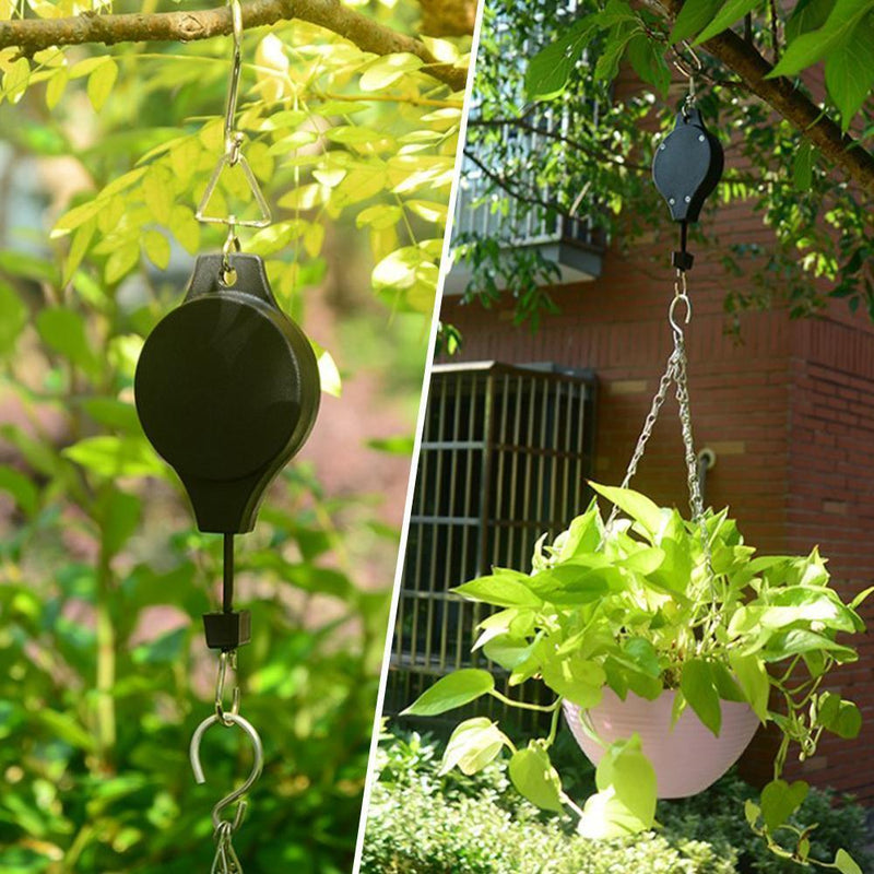 Gancho retráctil para macetas de jardín, comedero para pájaros