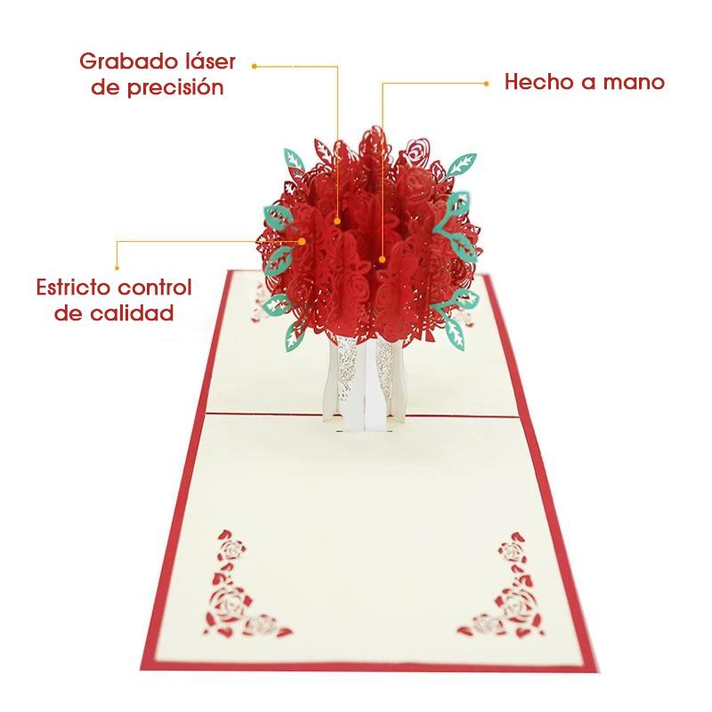 3D Tarjeta emergente de ramo de rosas/Sakura del día de madre