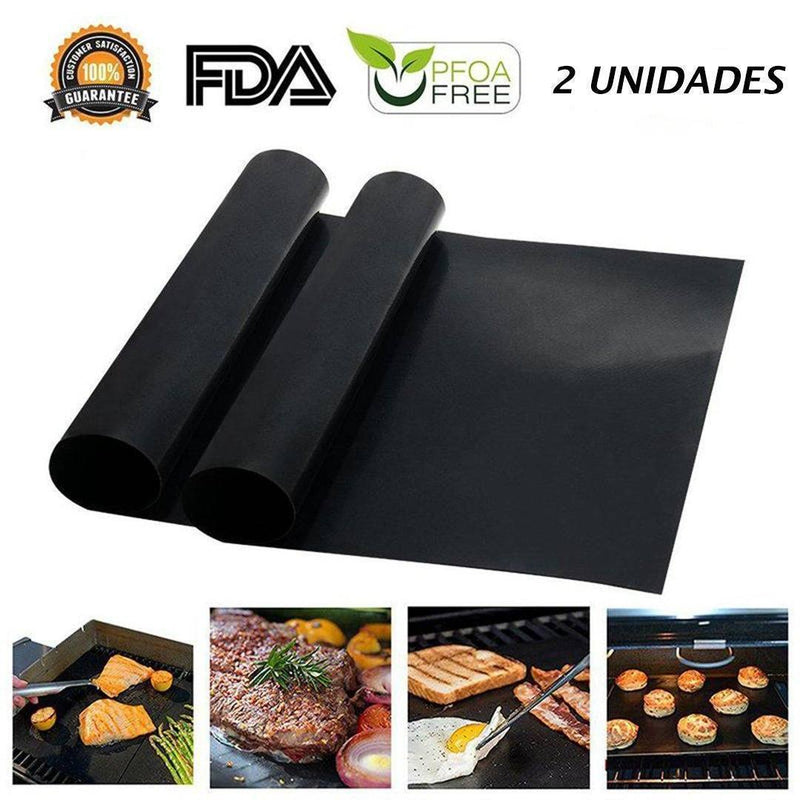 100% Antiadherente Alfombrilla para Barbacoa, 2 Unidades